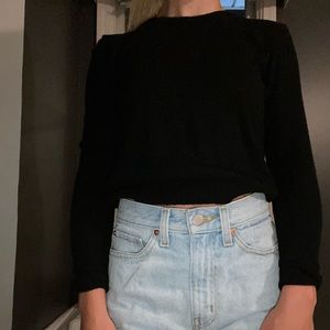 Black Long Sleeve Crop Top Sweater